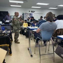 US Army Simi Valley - CPT Placencia sharing his Engineering experience and knowledge with students at Santa Susana HS