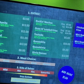 Guac N' Roll - Menu board - Mexican Near Me - Eau Claire, Wisconsin