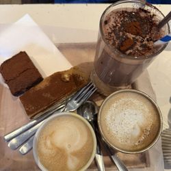 Airtime Action - Hot chocolate, latte, brownie, millionaire shortbread