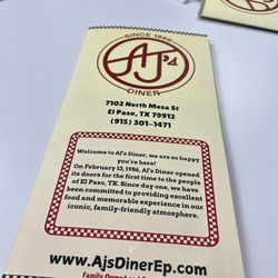 Aj's Diner - Menu