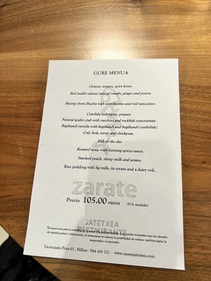 Menu photo 1 Zarate Bilbao, BI
