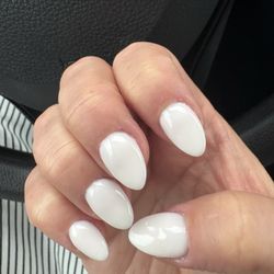 OMG Nails & Spa - Milky white almond shape dipped nails by Ann.