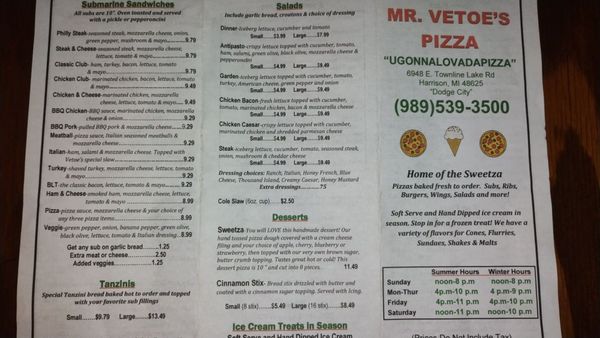 Menu photo 1 Mr Vetoes Pizza Harrison, MI