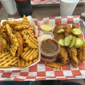 Wooboi Hot Chicken - Chicken tenders with a side of fries. And whole bunch of sauces - Chicken Shop Near Me - Alexandria, Virginia Wooboi Hot Chicken - Chicken tenders with a side of fries. And whole bunch of sauces - Chicken Shop Near Me - Alexandria, Virginia