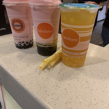 Tapioca Express - My kids strawberry banana with boba and mango jellies.. my drink is to complicated to tell you. Lol - Coffee & Tea Near Me - Oceanside, California Tapioca Express - My kids strawberry banana with boba and mango jellies.. my drink is to complicated to tell you. Lol - Coffee & Tea Near Me - Oceanside, California