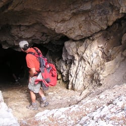 Stanley B Springs - A friend standing near the water at the shaft entrance.