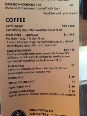 Menu photo 8 Indah Coffee Columbia, SC