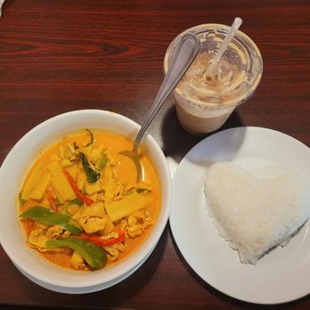 Thai Thai - Chicken Red Curry and a Thai Coffee - Thai Near Me - Santee, California Thai Thai - Chicken Red Curry and a Thai Coffee - Thai Near Me - Santee, California