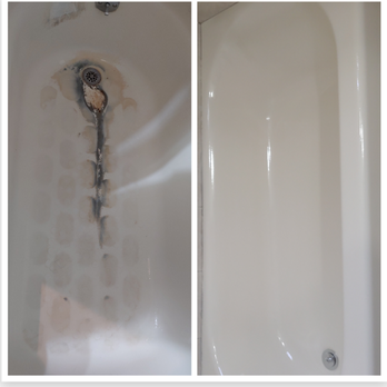 Supreme Bath Refinishing - Before and after, color tub is now Biscuit. - Refinishing Services Near Me Supreme Bath Refinishing - Before and after, color tub is now Biscuit. - Refinishing Services Near Me