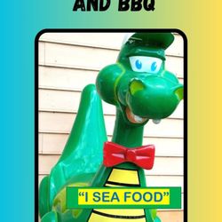 Covington Seafood Market & Bar-B-Que - Logo - Mr. Flounder the Sea Dragon