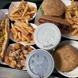 a tray of fast food