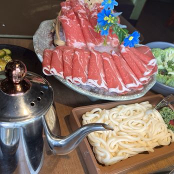 Happy Lamb Hot Pot - Beef and Lamb combo, udon noodles, hot tea and broccoli - Hot Pot Near Me - Seattle, Washington Happy Lamb Hot Pot - Beef and Lamb combo, udon noodles, hot tea and broccoli - Hot Pot Near Me - Seattle, Washington