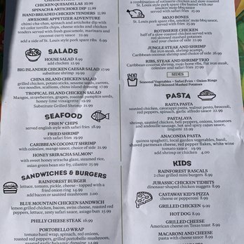 Rainforest Cafe - Menu - Cafes Near Me - Niagara Falls, New York