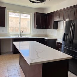 New countertop with overhang for stools. Love it. New countertop with overhang for stools. Love it.