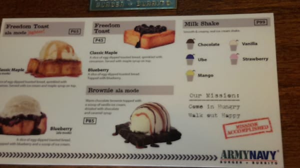 Menu photo 5 Army Navy Quezon City, NCR