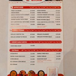 Oh My Crab - Menu side one