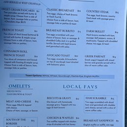 Breakfast menu Breakfast menu