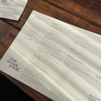 How to Cook a Wolf - Menu - Italian Near Me - Seattle, Washington
