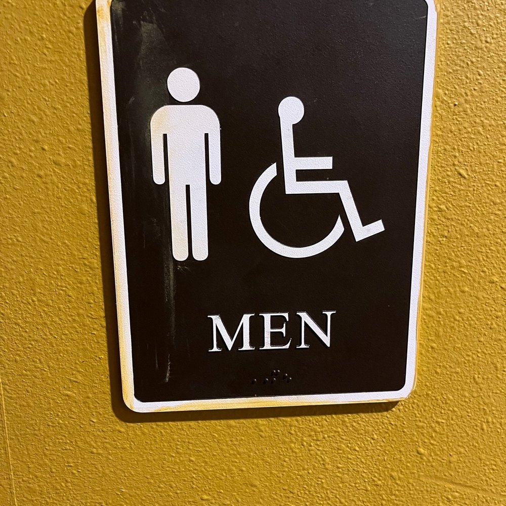 Pizza Ranch - a men's restroom sign on a yellow wall - Pizza Near Me - Eau Claire, Wisconsin Pizza Ranch - a men's restroom sign on a yellow wall - Pizza Near Me - Eau Claire, Wisconsin