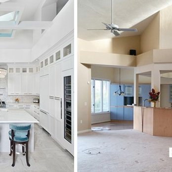 Encore Cabinets & Design - Before Ulgy, After White, Open, with splashes of blue. - Cabinetry Near Me - Naples, Florida Encore Cabinets & Design - Before Ulgy, After White, Open, with splashes of blue. - Cabinetry Near Me - Naples, Florida