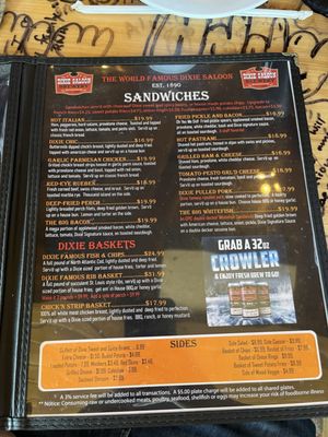 Menu photo 5 Dixie Saloon Mackinaw City, MI