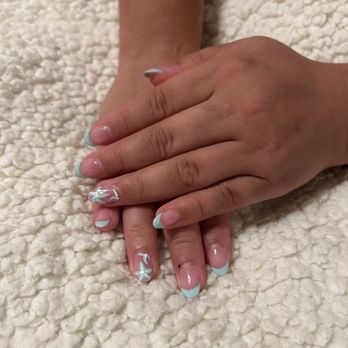 Tropical Nails Spa - Blue French tip with starfish art - Nail Salons Near Me - La Habra, California Tropical Nails Spa - Blue French tip with starfish art - Nail Salons Near Me - La Habra, California