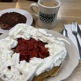Belgian waffle with a side of hash!