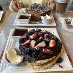 Berry pancakes and chocolate chip French toast Berry pancakes and chocolate chip French toast