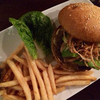 Bartlett Hall - The Maverick: Kobe Butter Burger w/ cheddar & stout rarebit, crispy onions, kennebec fries I $16 (added avocado) - Breweries Near Me - San Francisco, California