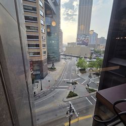 Wework - Nice view of the north end of Campus Martius park and Woodward Ave