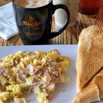 Buchito - Egg, ham and cheese scrambler and café con leche - Cuban Near Me - Kissimmee, Florida Buchito - Egg, ham and cheese scrambler and café con leche - Cuban Near Me - Kissimmee, Florida