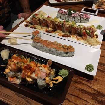 Sushi Cafe - Top to bottom: Black Pepper Tuna Roll Texas Roll Bagel Roll Daniel's Roll - Japanese Near Me - Montgomery, Alabama Sushi Cafe - Top to bottom: Black Pepper Tuna Roll Texas Roll Bagel Roll Daniel's Roll - Japanese Near Me - Montgomery, Alabama