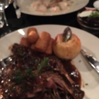Bistro Zwart Huis - Picture is a little blurry but that is the rabbit and the salmon in the background - Belgian Near Me - Bruges, VWV