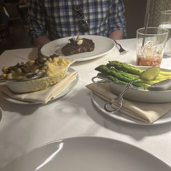 Georgia James - Ribeye, truffle Mac and cheese and asparagus - Steakhouses Near Me - Houston, Texas