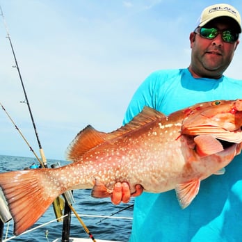 Hubbard's Marina - Big red grouper caught aboard a 10 hour private deep sea fishing charter at Hubbard's Marina http://HubbardsMarina.com - Boating Near Me - Madeira Beach, Florida