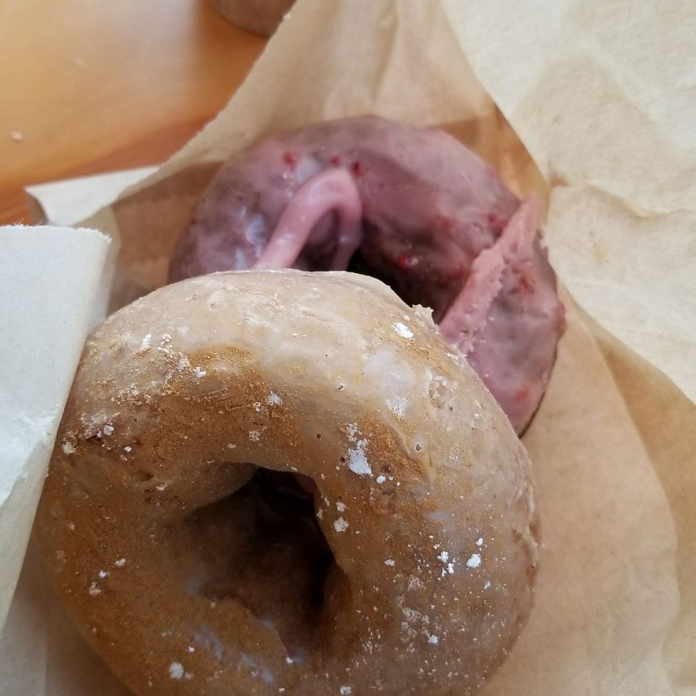 Mighty-O Donuts - French toast and chocolate raspberry. - Donuts Near Me - Seattle, Washington Mighty-O Donuts - French toast and chocolate raspberry. - Donuts Near Me - Seattle, Washington