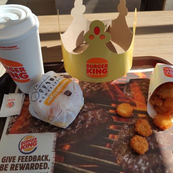 Burger King - Greasy food.  Tater tots hard.  Had to ask for cream and sugar for my coffee twice - Burgers Near Me - Jesup, Georgia