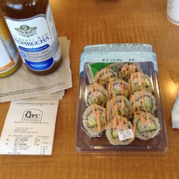 Spicy roll ($5.99), Kombucha drink ($2.50), and 0.27 pounds of chicken tenders at $6.99/lb ($1.89) Spicy roll ($5.99), Kombucha drink ($2.50), and 0.27 pounds of chicken tenders at $6.99/lb ($1.89)