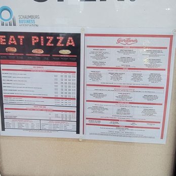 Giordano's - The menu if you want to look outside in peruse it - Pizza Near Me - Schaumburg, Illinois