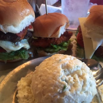 Slider Inn - Midtown - The big deuce, Chick-N-Fill-Ay, and the buffalo chicken fried. With potato salad - Burgers Near Me - Memphis, Tennessee Slider Inn - Midtown - The big deuce, Chick-N-Fill-Ay, and the buffalo chicken fried. With potato salad - Burgers Near Me - Memphis, Tennessee