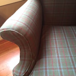 Detail of Pendleton fabric on old wingback chair. Detail of Pendleton fabric on old wingback chair.