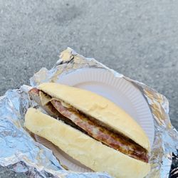 Frank's Bratwurst - Bratwurst on a Hard Roll with Brown Mustard