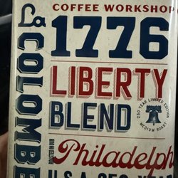 Comes with coffee inside! Love their iced coffees in the tall cans! Making a July 4th centerpiece with the tin! Philly company La Colombe.