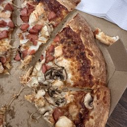 Pizza was good but only 40% had some topping. The rest was just dough and sauce.  I would not buy again.