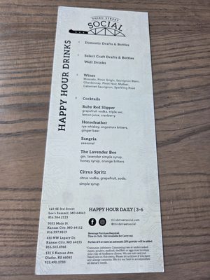 Menu photo 1 Third Street Social Kansas City, MO