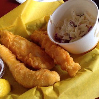 Alava's Fish-n-Chowder - Halibut fish with coleslaw - Food Stands Near Me - Ketchikan, Alaska