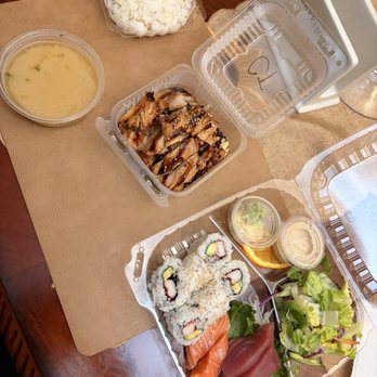 Minami Sushi - 3 item Bento (Chicken Teriyaki, Sashimi, California Roll) Chicken & Sashimi are at a slight up-charge. - Japanese Near Me - San Leandro, California Minami Sushi - 3 item Bento (Chicken Teriyaki, Sashimi, California Roll) Chicken & Sashimi are at a slight up-charge. - Japanese Near Me - San Leandro, California