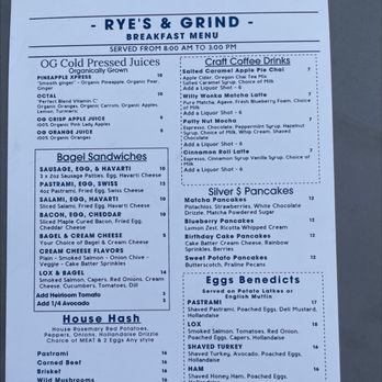 Rye's and Grind - Menu - Breakfast & Brunch Near Me - Oceanside, California Rye's and Grind - Menu - Breakfast & Brunch Near Me - Oceanside, California