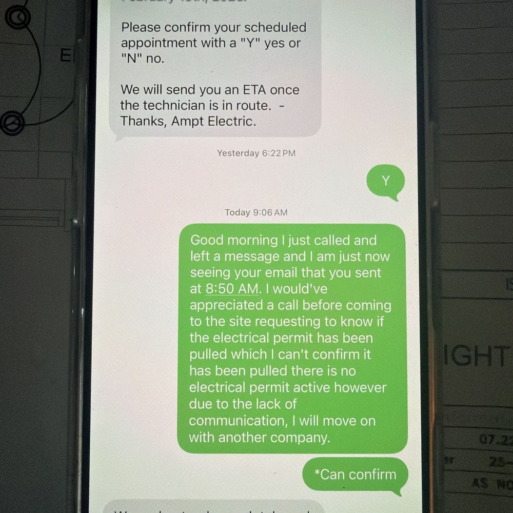 Ampt Electric - Lack of communication and their apology is not accepted!! - Electricians Near Me - Kennesaw, Georgia Ampt Electric - Lack of communication and their apology is not accepted!! - Electricians Near Me - Kennesaw, Georgia