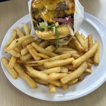 R Burgers - Double cheeseburger with fries - Burgers Near Me - Las Vegas, Nevada R Burgers - Double cheeseburger with fries - Burgers Near Me - Las Vegas, Nevada